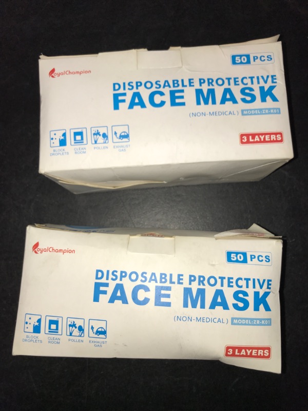 Photo 1 of 2x Royal Champion Disposable Protective Face Mask 3 Layers 50Pcs