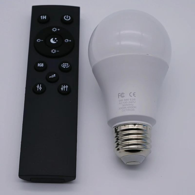 Photo 2 of A60 LED Light Bulbs with Remote Control, 800LM 9W, 60W Equivalent LED Bulbs,Stepless Dimmable 3000K-6000K,E26 Base,CRI 80+,2.4GHz,25000+ Hours Lifespan,Light Bulb for Home Decor,1Bulb&1Remote