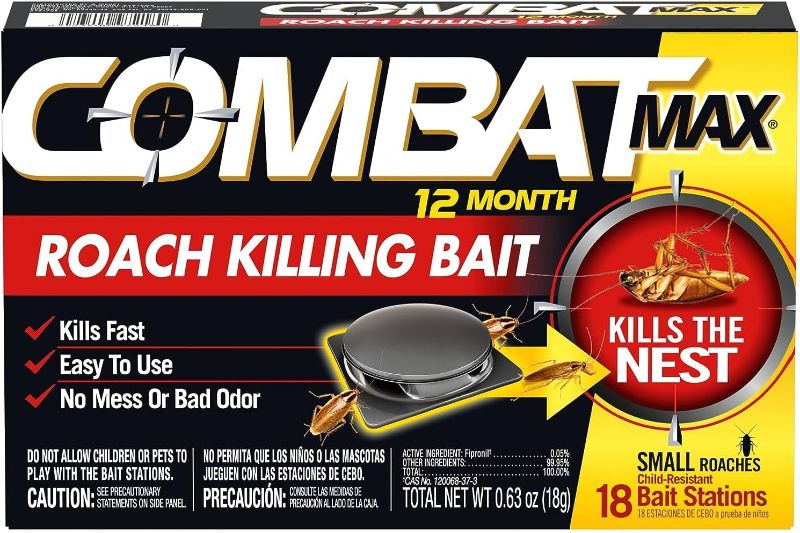 Photo 1 of Combat Max 12 Month Roach Killing Bait, Small Roach Bait Station, Child-Resistant, 18 Count