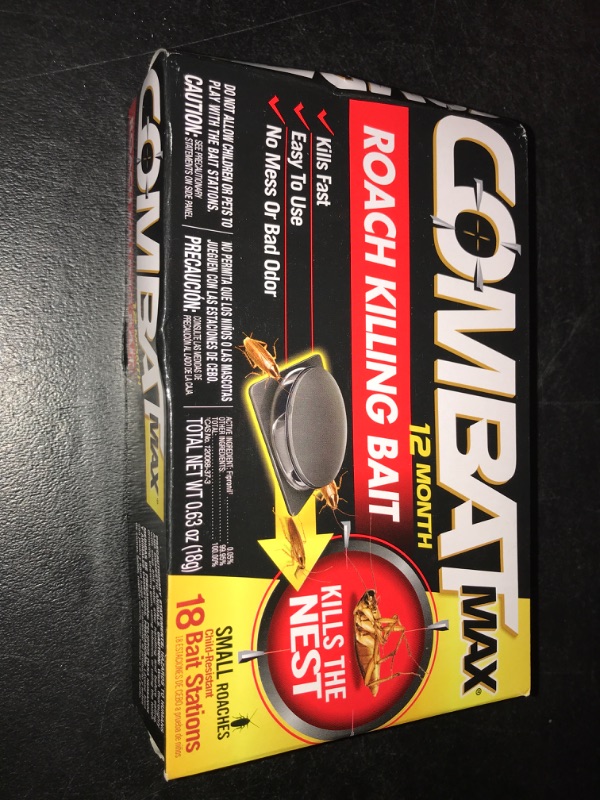 Photo 1 of Combat Max 12 Month Roach Killing Bait, Small Roach Bait Station, Child-Resistant, 18 Count