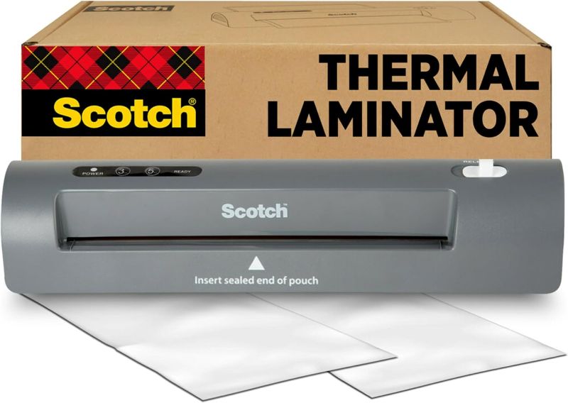 Photo 1 of Scotch TL901X Thermal Laminator, 1 Laminating Machine, Gray, Laminate Recipe Cards, Photos and Documents, For Home, Office or School Supplies, 9 in.