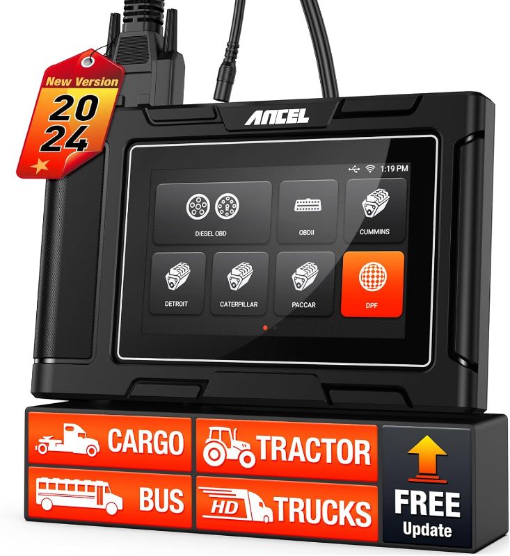 Photo 1 of ANCEL HD3400 Plus Full System Heavy Duty Truck Scanner - DPF Regen, Free Lifetime Updates - 98% Truck Compatibility - Diesel Diagnostic Scan Tool for Cummins, Detroit, Caterpillar, Paccar & More