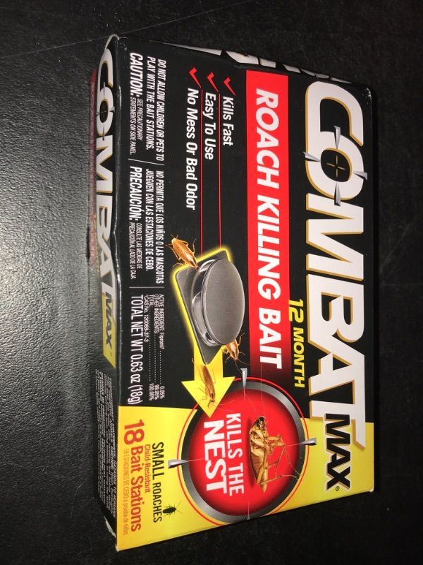 Photo 2 of Combat Max 12 Month Roach Killing Bait, Small Roach Bait Station, Child-Resistant, 18 Count