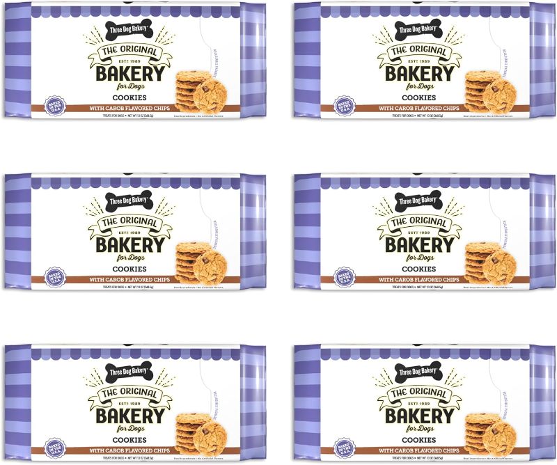 Photo 1 of Three Dog Bakery Cookies with Carob Flavored Chips, Premium Treats for Dogs, 13 Ounce Package, 6-Pack