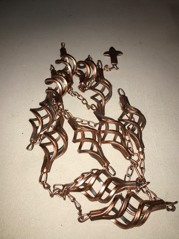 Photo 3 of Dreamysoul 9.7FT Rain Chain, Iron Rain Chain for Gutters, Bronze Bird Cage Decorative Rain Chains for Downspouts Adjustable Length