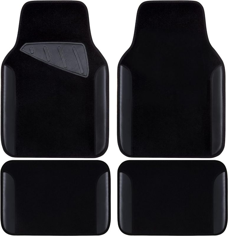 Photo 1 of CAR PASS Waterproof Universal Fit Car Floor Mats, Faux Leather Car Carpet Mats, Black Car Mats with Anti-Slip Nibbs Backing & Driver Heel Pad Fit for SUV,Vans,sedans, Trucks,Set of 4pcs(All Black)