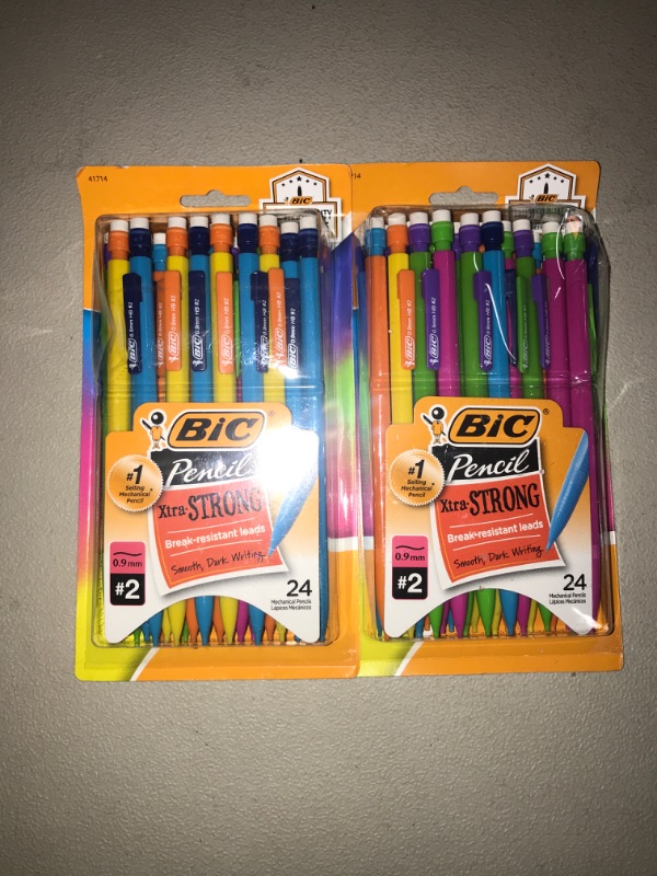 Photo 2 of BIC Xtra-Strong Mechanical Pencil, Colorful Barrel, Thick Point (0.9mm), 24-Count (MPLWP241) and Xtra-Precision Mechanical Pencil, Metallic Barrel, Fine Point (0.5mm), 24-Count