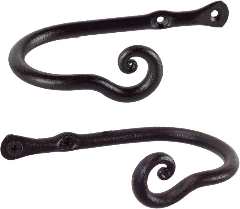 Photo 1 of RTZEN Curtain Holders for Wall - Farmhouse Curtain Hooks for Drapes - Creative Black Curtain Tiebacks - Wrought Iron Drapery Curtain Holdbacks - Unique Metal Tie Backs for Curtains - 2 Pcs