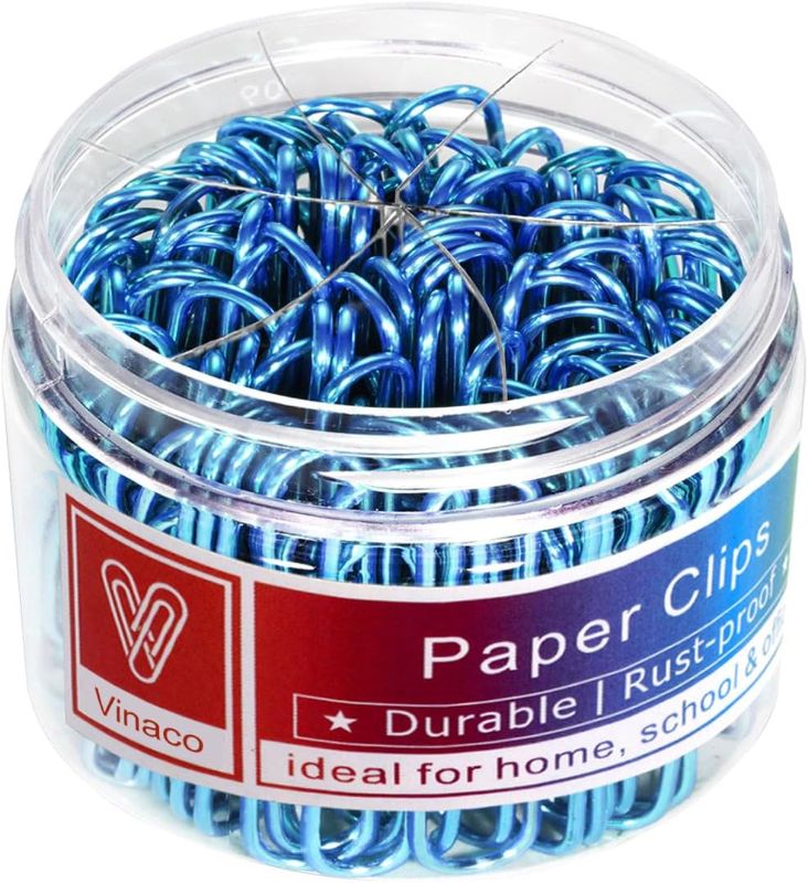 Photo 1 of 3x Vinaco Blue Paper Clips, 400PCS Medium and Jumbo?1.3 inch & 2 inch?Paper Clips, Durable and Rustproof, Coated Large Paper Clips Great for Office School Document Organizing (Blue)