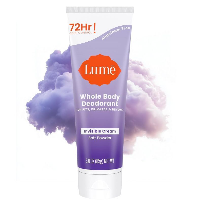 Photo 1 of Lume Whole Body Deodorant - Invisible Cream Tube - 72 Hour Odor Control - Aluminum Free, Baking Soda Free, Skin Safe - 3.0 ounce (Soft Powder)