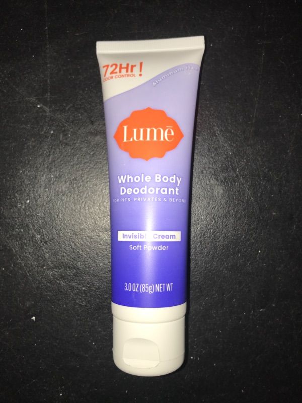 Photo 2 of Lume Whole Body Deodorant - Invisible Cream Tube - 72 Hour Odor Control - Aluminum Free, Baking Soda Free, Skin Safe - 3.0 ounce (Soft Powder)