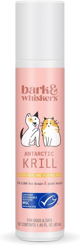 Photo 1 of Bark & Whiskers Antarctic Krill Oil Liquid Pump, 1.45 Fl. Oz. (186 Pumps), for Dogs and Cats, EPA and DHA for Brain and Joint Health, Veterinarian Formulated, MSC Certified, Non-GMO, Dr. Mercola