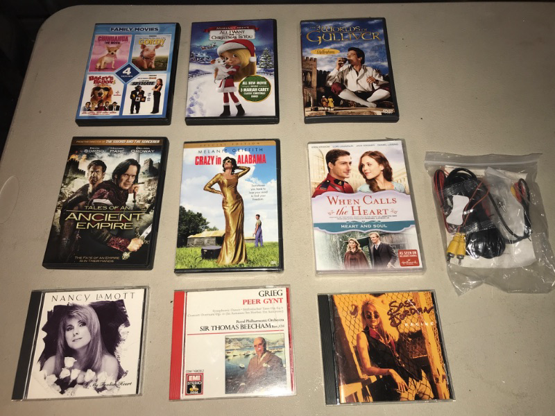 Photo 1 of 10 Mixed Items - 9 Movies - 3 CD'S - 1 Cord Wire Set