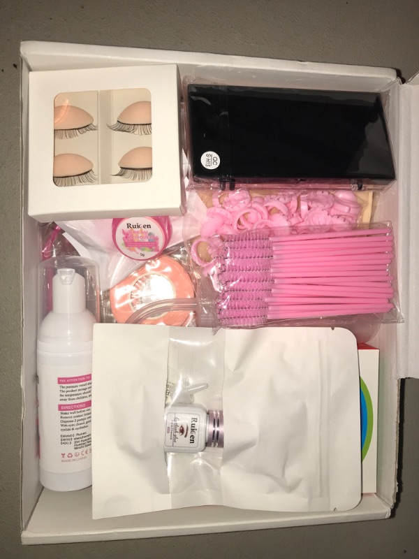 Photo 2 of Lash Extension Kit for Beginners, Ruicen Lash Kit for Beginners with Video Tutorials and Lash Manual, Practice Lash Mapping Chart, and More Eyelash Extension Supplies Tools (Mannequin Head not included)