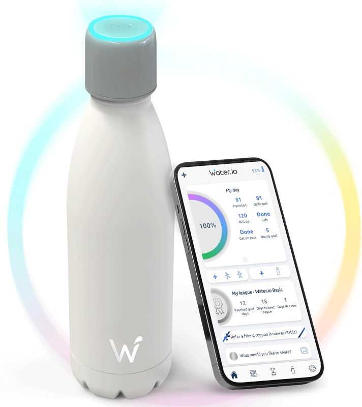 Photo 1 of Smart Water Bottle - Hit Your Hydration Goals, Track Water Intake with Color Changing LED Reminder & Bluetooth Free App. Insulated Stainless Steel, BPA-Free 17oz.