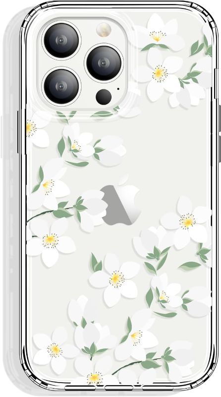 Photo 1 of for iPhone 13 Pro 6.1 Inch Case Clear with Pattern Design, Protective Slim TPU Cover + Shockproof Bumper for Women and Girls (Blooming Flowers)