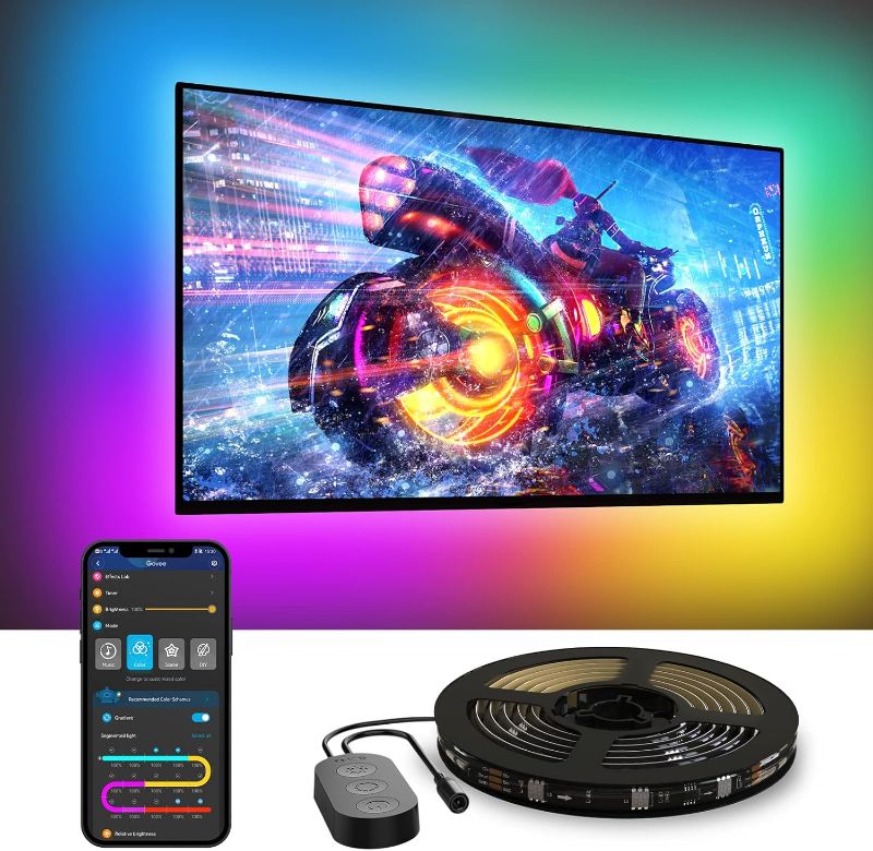 Photo 1 of Govee TV LED Backlight, RGBIC TV Backlight for 55-65 inch TVs, Smart LED Lights for TV with Bluetooth and Wi-Fi Control, Works with Alexa & Google Assistant, Music Sync, 99+ Scene Modes, Adapter