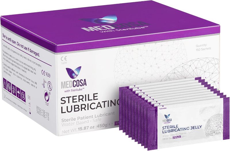 Photo 1 of Medcosa Sterile Lubrication Packets | Small Lube Packs | Personal Lubricants | Water Based Lubricating Jelly [150 x 0.1 Fl Oz] Lube Packs