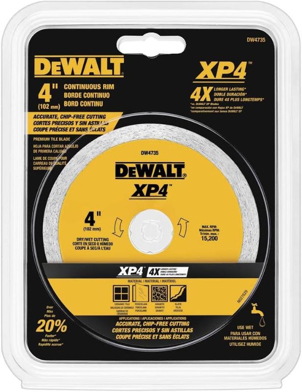 Photo 1 of DEWALT DW4735 4-Inch by .060-Inch Wet/Dry XP4 Porclean and Tile Blade