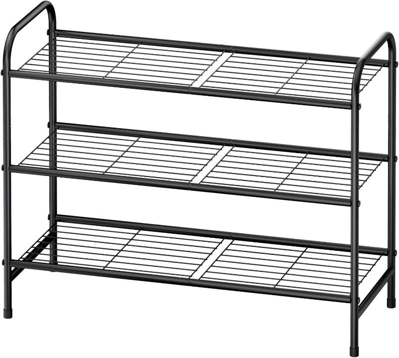 Photo 1 of Kitsure Shoe Rack - Stainless Steel Shoe Organizer, Sturdy Shoe Rack for Closet and Front Door Entrance, Free Standing Shoe Shelf, Closet Organizers and Storage, Black