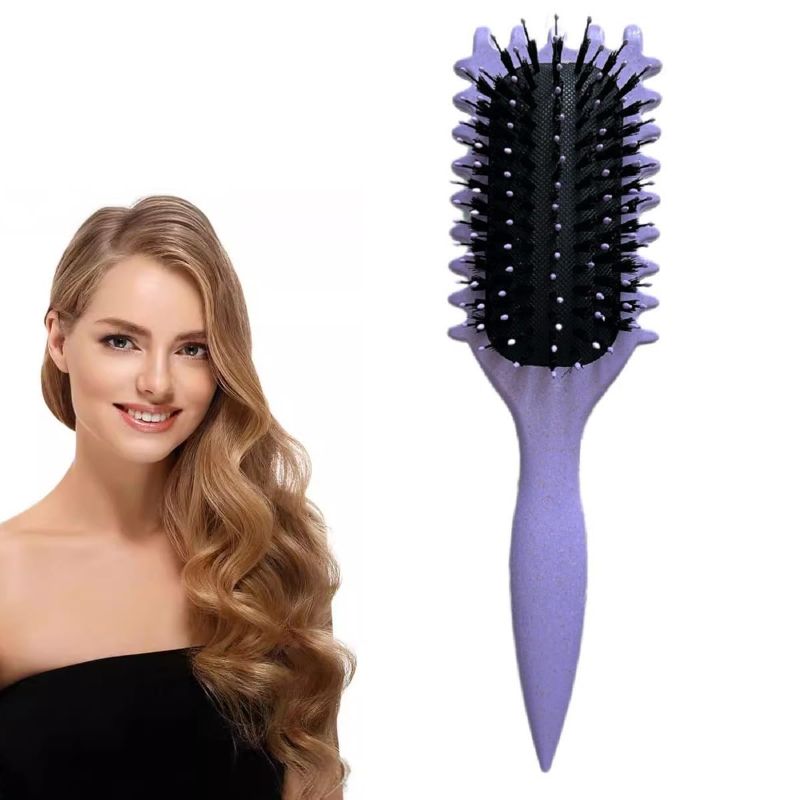 Photo 1 of 1pc--Curl Defining Brush, Curly Hair Brush Curl Brush for Curly Hair, Curl with Prongs Define Styling Brush, Shaping and Defining Curls For Women Men Less Pulling and Curl Separation (Deep Purple)