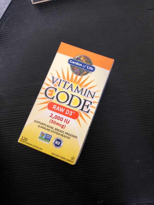 Photo 2 of exp date 02/2026   Garden Of Life D3 - Vitamin Code Whole Food Raw D3 Vitamin Supplement, 2000 Iu, Dairy    and Gluten Free, Vegetarian, 120 Capsules D3 with Organic Green Cracked Wall Chlorella Plus Probiotics 120 Count (Pack of 1) Vitamin D