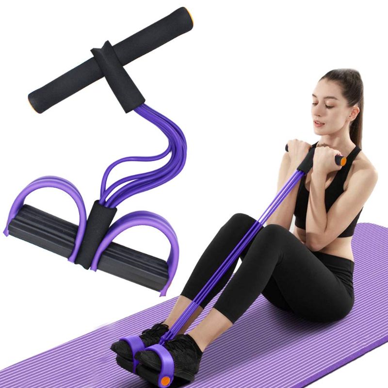 Photo 1 of FateFan Multifunction Tension Rope, 6-Tube Elastic Yoga Pedal Puller Resistance Band, Natural Latex Tension Rope Fitness Equipment, For Abdomen/Waist/Arm/Leg Stretching Slimming Training Purple
