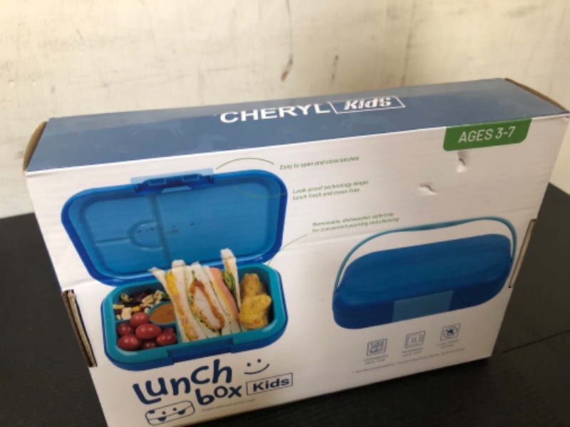 Photo 1 of Cheryl Bento Box for Kids 32 oz, Bento Lunch Box Kids with 4-Compartment, Lunch Containers for Kids Daycare, Inner Removable Compartment Tray Dishwasher Safe, Microwave Safe - Blue Alien Aqua Alien