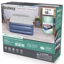 Photo 1 of Bestway Tritech Air Mattress Twin 18 in. with Built-in AC Pump and Antimicrobial Coating
