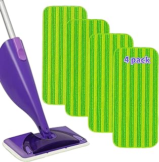 Photo 1 of Hakfhsd 4 Pack Reusable Mop Pads Compatible with Swiffer Wet Jet Spray Mops,Wet Dry Mopping Cloths Replacements for Swiffer Wet Jet 12" Mops, Microfiber Wet Pads Refill for Hardwood Floor Cleaning https://a.co/d/5HWE6Xy