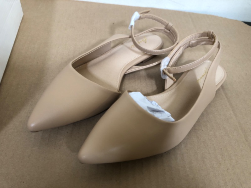 Photo 2 of SIZE 6.5---Arromic Women's Slingback Flats Shoes Pointed Toe Two-Way Wear Adjustable Ankle Strap Slip On Shoes Nude
