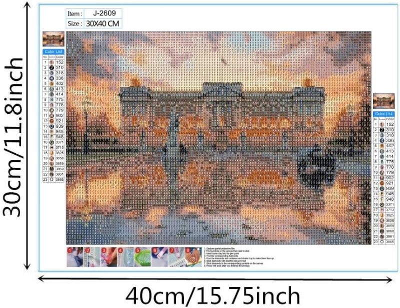 Photo 1 of 2pack DIY 5D Diamond Art Painting Kit Cartoon Cross Stitch Diamond Art Painting Picture Kit Canvas Diamond Rhinestone Crystal Cross Stitch Embroidery Picture Adult Home Decor Wall Decor (palace)
 