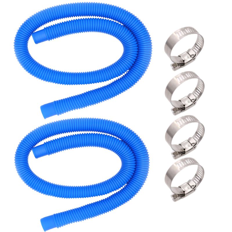 Photo 1 of 2 Pack Pool Hose Replacement for Above Ground Pools - 1.25" Diameter 59" Long Filter Pump Hose Compatible with Models 607, 637 ?Includes 4 Metal Clamps-Suitable for 330, 530,1000 GPH Pumps,Blue
