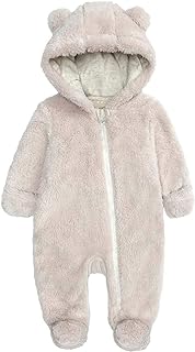Photo 1 of Newborn Baby Snowsuit Fleece Lined Onesie Outfits Warm Hooded Romper for Infant https://a.co/d/iUkxLC2