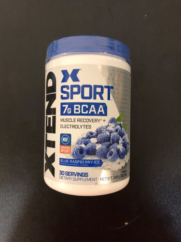 Photo 2 of XTEND Sport BCAA Powder Blue Raspberry Ice - Electrolyte Powder for Recovery & Hydration with Amino Acids - 30 Servings Blue Raspberry Ice 12.2 Ounce (Pack of 1)