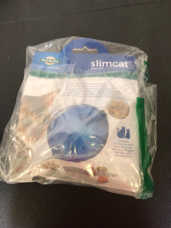 Photo 2 of PetSafe SlimCat Meal-Dispensing Cat Toy, Great for Food or Treats, Blue, for All Breed Sizes
