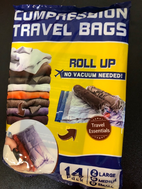 Photo 2 of Compression Bags for Travel, Space Saver Bags for Travel Packing, Travel Accessories (2L+6M+6S) 14-Pack