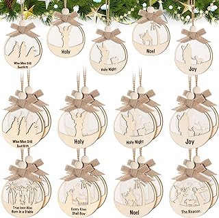 Photo 1 of Soaoo 24 Pieces Nativity Christmas Ornament Christmas Scene Wooden Hanging Ornament 3D Christian Religion Ornaments The Birth of Jesus Decoration for Family Religious Xmas Decoration https://a.co/d/1ldgz3C