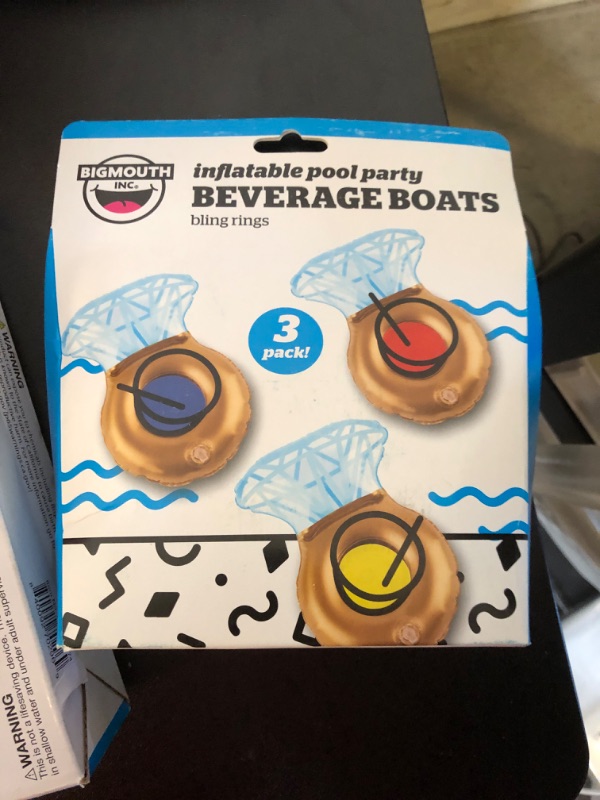 Photo 2 of BigMouth Inc. BMDF-BR Bling Ring Beverage Boats - 3-Pack