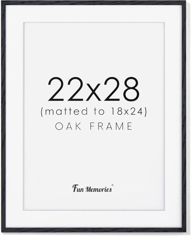 Photo 1 of 2x28 Picture Frame, Large 22x28 Poster Frame, Natural Oak Wood 22 x 28 Frame with Tempered Real Glass, 22x28 Frame with Mat for 18x24, Thin Wood Photo Frame 22 by 28, 22x28 Art Frame for Wall Decor