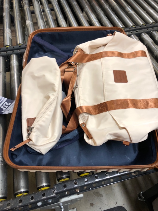 Photo 2 of Coolife Luggage Sets Suitcase Set 3 Piece Luggage Set Carry On Hardside Luggage with TSA Lock Spinner Wheels (White, 5 piece set) White 5 piece set