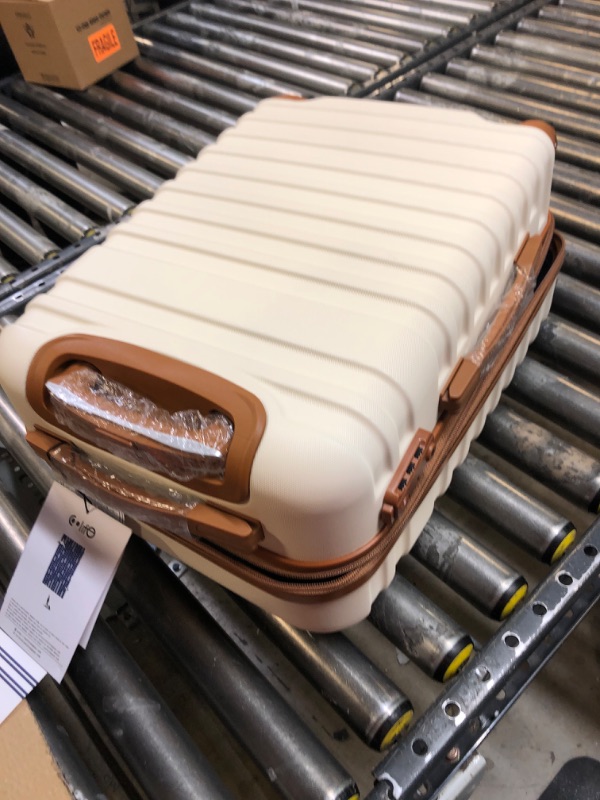 Photo 3 of Coolife Luggage Sets Suitcase Set 3 Piece Luggage Set Carry On Hardside Luggage with TSA Lock Spinner Wheels (White, 5 piece set) White 5 piece set