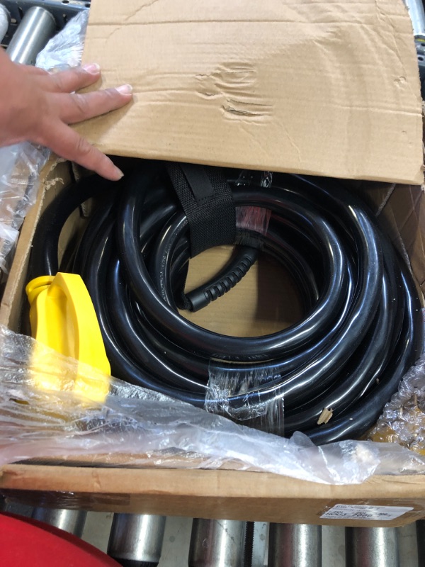 Photo 2 of PlugSaf 15 FT 50 Amp RV Extension Cord Outdoor with Grip Handle, Flexible Heavy Duty 10/3 Gauge STW RV Power Cord Waterproof with Cord Organizer, NEMA TT-30P to TT-30R, Black-Yellow, ETL Liste