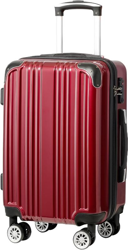 Photo 1 of Coolife Luggage Expandable(only 24") Suitcase PC+ABS Spinner 20in 24in 28in Carry on (wine wind new, M(24in))