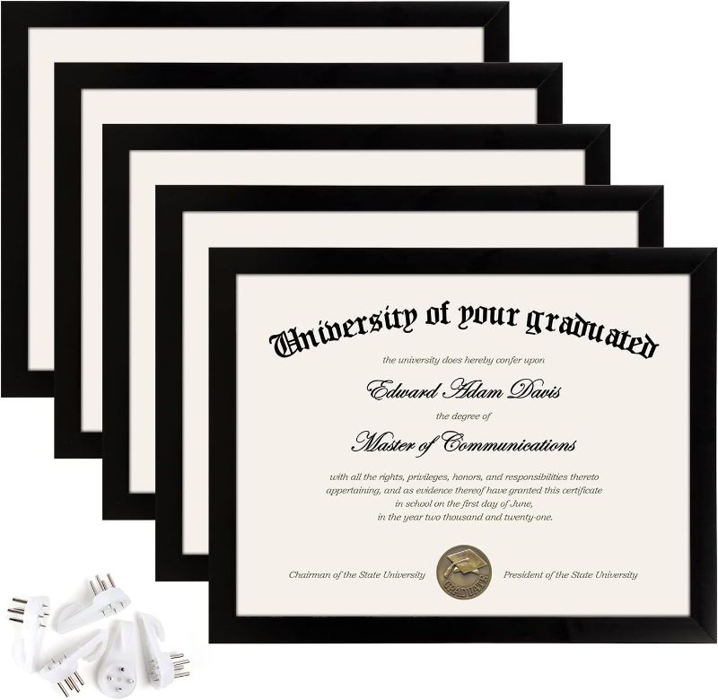 Photo 1 of 8.5x11 Picture Frame Certificate Document Frame with High Definition Glass,6 Pack Diploma Frames for Wall and Tabletop,Black