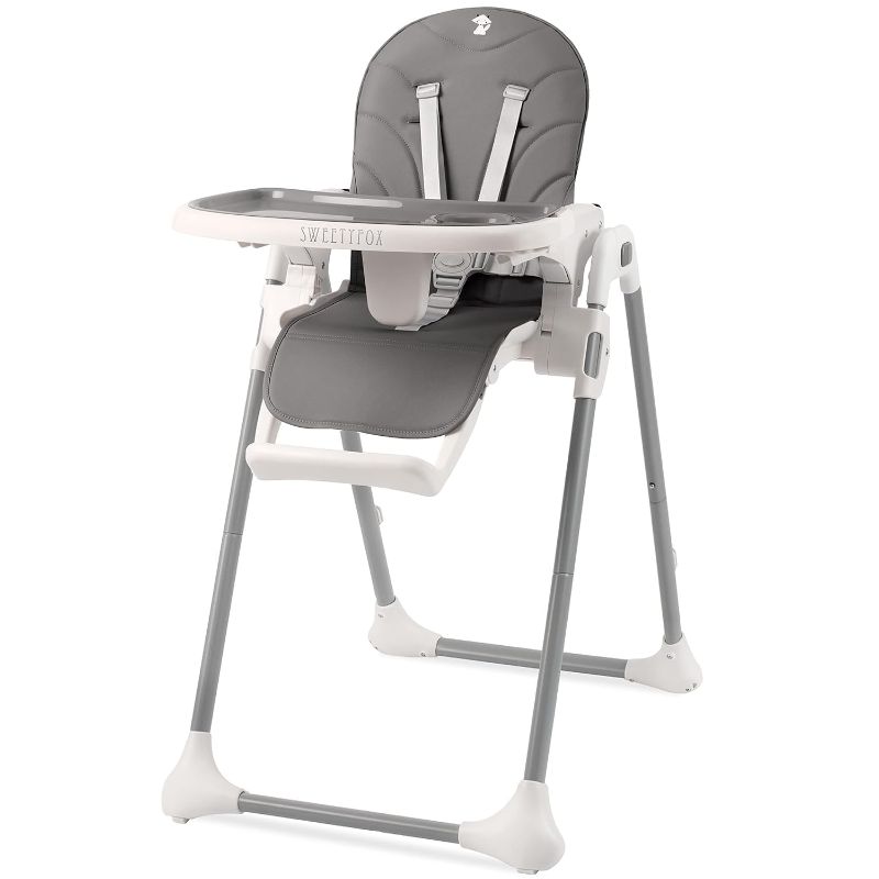 Photo 1 of Sweety Fox High Chairs for Babies and Toddlers - Dark Grey - Adjustable Portable & Foldable Baby High Chair with Bib Included - Removable Baby Chair Tray - Compact Reclinable Baby Highchairs