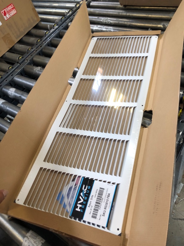 Photo 2 of 30"w X 10"h Steel Return Air Grilles - Sidewall and Ceiling - HVAC Duct Cover - White [Outer Dimensions: 31.75"w X 11.75"h]