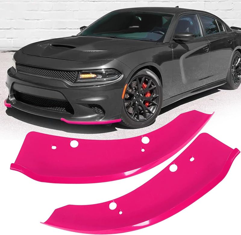 Photo 1 of BOMLING Front Bumper Lip Splitter Protector Compatible with Dodge Charger Hellcat/SRT 392 / Scat Pack/RT Scat Pack/GT/RT 2015-2021, Pink, Pack of 2