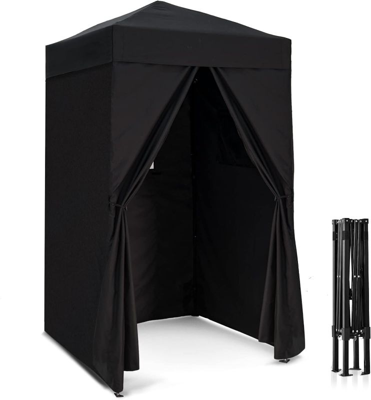 Photo 1 of EAGLE PEAK Flex Ultra Compact 4x4 Pop-up Canopy, Sun Shelter, Changing Room, Portable Privacy Canopy Cabana for Pool, Fashion Photoshoots, or Camping, Black
