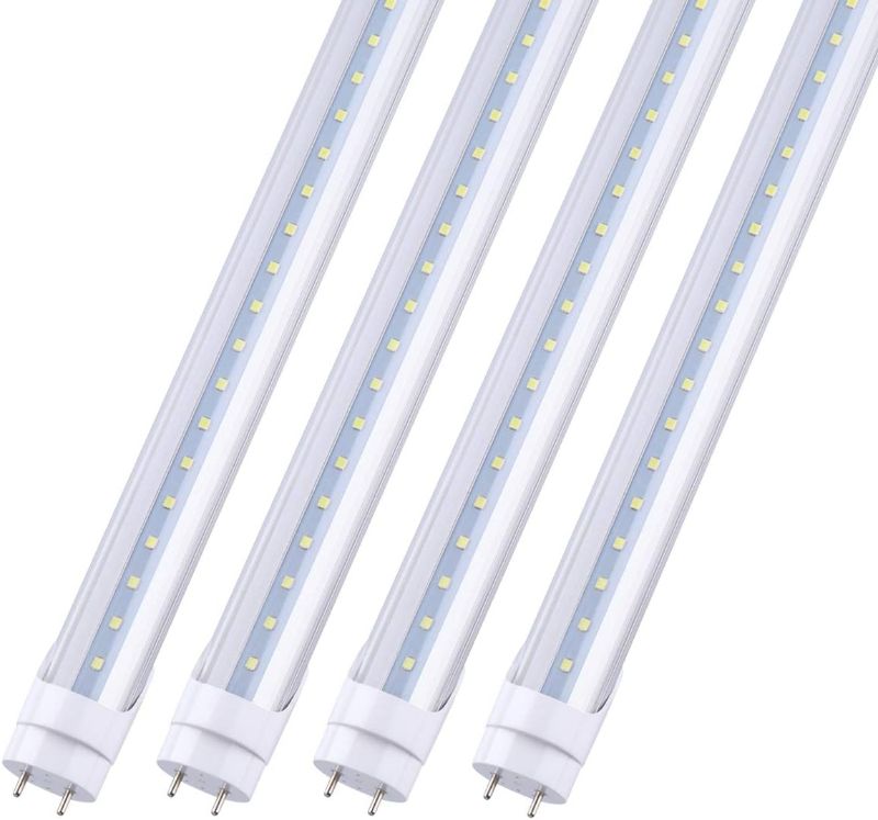 Photo 1 of JOMITOP 4 Ft T8 LED Tube Light 22W G13 Base 5000K Daylight White,Ballast Bypass Required, Dual-End Powered, 60W Replacement LED Bulb Lights, 2640 Lumens, Clear Cover, AC 85-277V Pack of 4
